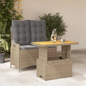 Set Da Pranzo Da Giardino 2 Pz Con Cuscini Beige İn Polyrattan /