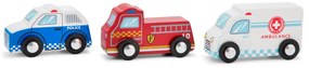 Set di mini veicoli di soccorso in legno - 3 pezzi