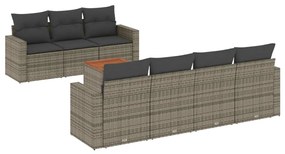 Set divano da giardino 8 pz con cuscini grigio in polyrattan