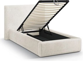 Letto singolo imbottito color crema con contenitore con rete inclusa 90x200 cm Amy – Micadoni