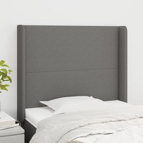 Testiera Ad Orecchio Grigio Scuro 93x16x118/128 Cm İn Tessuto /