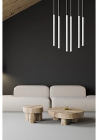 Lampadario 6 Luci Moderno Shu Acciaio Bianco E Paralumi A Cilindri Sottili