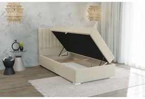 Letto singolo imbottito beige con contenitore con griglia 90x200 cm Bunny - Ropez