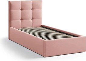 Letto singolo imbottito rosa con contenitore con rete inclusa 90x200 cm Phaedra – Micadoni