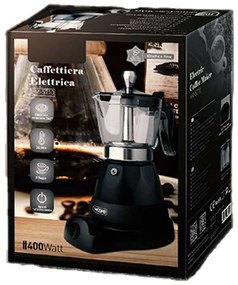 Caffettiera Elettrica a 3 Tazze 400W Macchina da Caffe Elettrica con Base Rotazione a 360 Mantiene Calore fino 30min