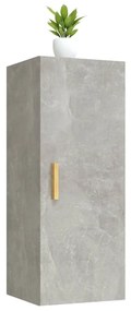 Armadietto a muro grigio cemento 34,5x34x90cm legno multistrato