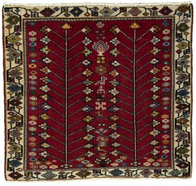 Shiraz Tappeto 70x60 Rosso (Iran) Annodato A Mano