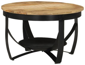 Tavolino Ø 68x43 cm in Legno Massello di Mango e Ferro