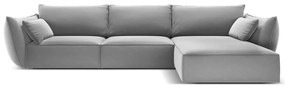 Divano angolare grigio chiaro (con penisola a destra/con chaise lounge) con rivestimento in velluto Vanda – Mazzini Sofas
