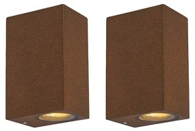 Set di 2 lampade da parete industriali marrone ruggine 2 luci IP44 - Baleno