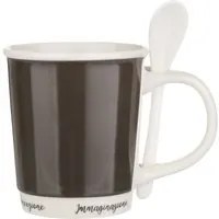 Mug grigio scuro 400 ml con cucchiaino