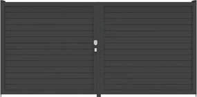 Cancello manuale battente Maia120 Close ALBA in alluminio grigio antracite, apertura centrale, L 300 x H 160 cm