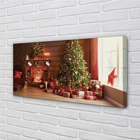 Quadro su tela Lampada per regali per alberi di Natale del camino 100x50 cm