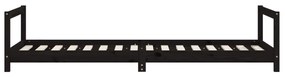 Giroletto per bambini nero 90x200 cm in legno massello di pino