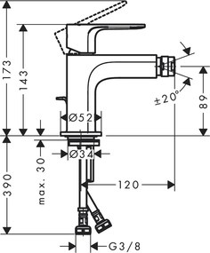 Miscelatore Monocomando Bidet Con Piletta Nero Opaco Hansgrohe Rebris E 72211670