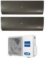 Climatizzatore Condizionatore Haier Dual Split Inverter serie FLEXIS PLUS BLACK 12+15 con 2U50S2SM1FA R-32 Wi-Fi Integrato Colore Nero 12000+15000