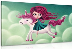 Stampa su tela – Bambina con unicorno