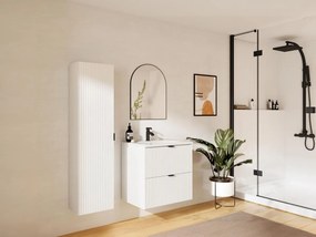 Colonna da bagno sospesa scanalata H140 cm Bianco opaco - ZEVINI