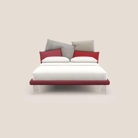 Rebus letto imbottito dal design moderno con piedi trasparenti in plexiglass