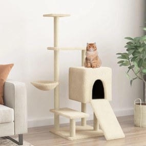 Albero per gatti con tiragraffi in sisal crema 130,5 cm