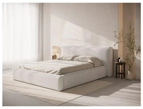 Letto matrimoniale imbottito grigio chiaro con contenitore con rete inclusa 140x200 cm Simon Olivia – Micadoni