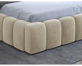 Letto matrimoniale imbottito beige con contenitore e rete inclusi 180x200 cm Lamica – ELTAP