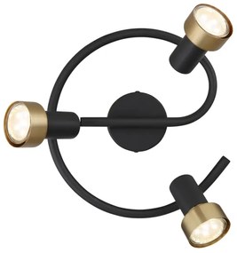 Globo 57917-3G - Faretto  MASON 3xGU10/25W/230V nero/oro