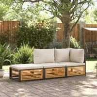 Set Divano da Giardino 3pz con Cuscini Legno Massello di Acacia 3214932