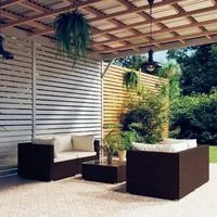 Set Divani da Giardino 5 pz con Cuscini in Polyrattan Marrone 3101482