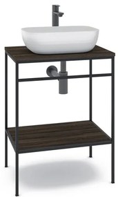 Mobile sottolavabo e lavabo Outline nero L 60 x H 92 x P 45.5 cm