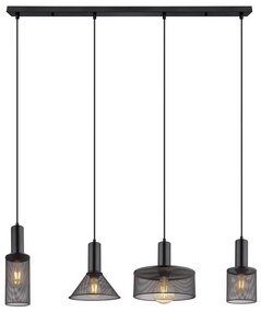 Globo 15648-4H - Lampadario a sospensione con filo JEDD 4xE27/60W/230V nero