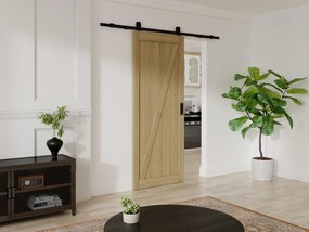 Porta scorrevole con sistema esterno muro H205 x L93 cm  in Legno e MDF Naturale chiaro - BALERMA
