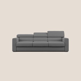 Dylan divano a 3 sedute con pouf estraibile poggiapiedi in tessuto fiammato simil cotone impermeabile T19