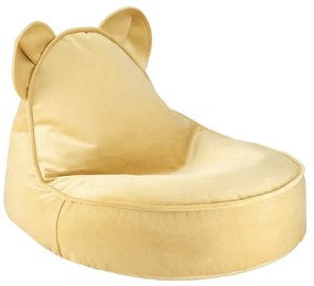 Pouf a sacco per bambini giallo con rivestimento in velluto Bear – Wigiwama