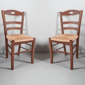 Sedia da cucina con seduta paglia LOIRE Noce SET 2 PZ