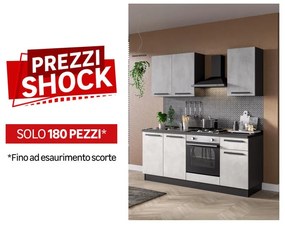 Cucina montata Dora con elettrodomestici e cappa Camino L 195 cm