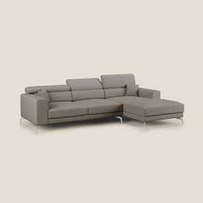 Blade Divano moderno angolare con poggiatesta reclinabili in tessuto impermeabile simil-cotone T13 tortora