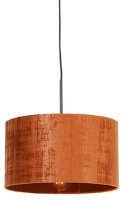 Lampada a sospensione moderna nera con paralume arancione 35 cm - Combi