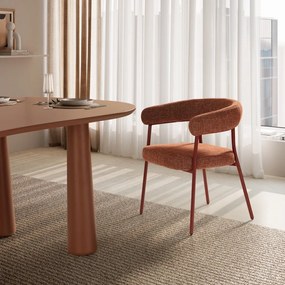 Set di sedie da pranzo color terracotta in imbottito con braccioli 2 pz Yuri – MOME