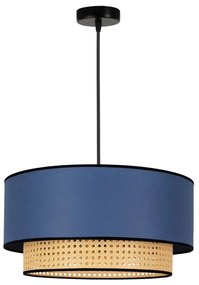 Duolla - Lampadario a sospensione con filo BOHO 1xE27/15W/230V diametro 45 cm blu/rattan