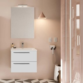 Mobile da bagno sospeso sotto lavabo L 60 x H 55 x P 45 cm bianco laccato opaco, 2 cassetti VISOBATH Mia