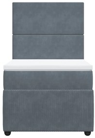 Giroletto a molle con materasso grigio scuro 90x200 cm velluto