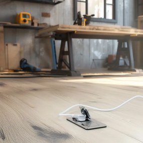 Brilagi - Presa doppia da incasso a pavimento per esterno IP55 cromo opaco rettangolare