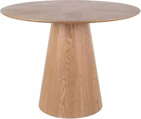 Tavolo Angel rotondo in MDF con impiallacciatura naturale rovere e dettagli nero opaco – Ø100 cm