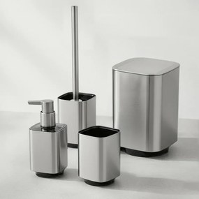 Cestino portarifiuti color argento satinato e nero 5 lt con coperchio basculante Lumina