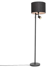 Lampada da terra nera con interno bianco e luce di lettura - Jelena