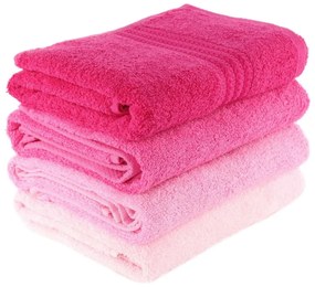 Set di 4 asciugamani da bagno rosa Rose, 70 x 140 cm Rainbow - Foutastic