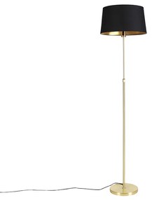 Lampada da terra oro/ottone con paralume nero regolabile 45 cm - Parte