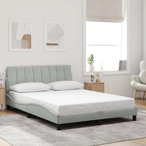 Giroletto Senza Materasso Grigio Chiaro 120x200 Cm Velluto /