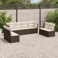 Set Divani da Giardino 8 pz con Cuscini Marrone in Polyrattan 3249292